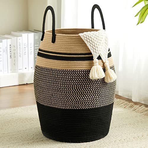 Extra Large Laundry Hamper Basket 105L Woven Blanket Basket by Fionasmagic