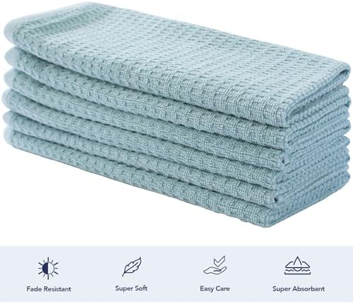 CRAFTSWORTH Cotton Kitchen Towels15 x 26" Solid Aqua Kitchen Hand Towels - Image 6