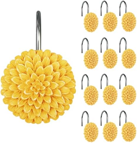 Sunlit Decorative Floral Shower Curtain Hooks, Dahlia Pinnata Flower Shower by Sunlit