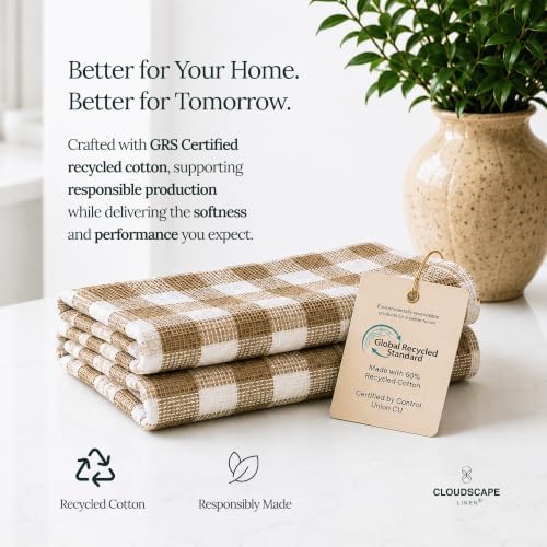 Cloud Scape Linen Premium Kitchen Towels Set of 6, Quick Dry - Image 6