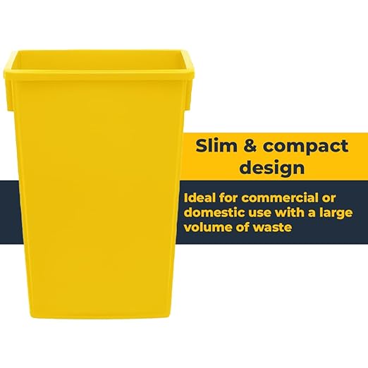 3 pack 23 Gallon Waste Bin with Swing Lid, Heavy-Duty Trash Can, Slim Rectangular Garbage Bin, Durable Waste Container, Recycling Bin, Plastic Wastebasket for Kitchen, Garage, Restaurants, Office