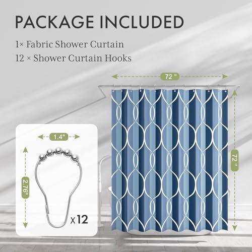 AmazerBath Shower Curtain Blue, Geometric Cloth Shower Curtain Sets - Image 7
