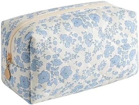 Large Pencil Case, Quilted Cotton Pencil Pouch, Cute Floral Pen Bag by OIMEIJewelry