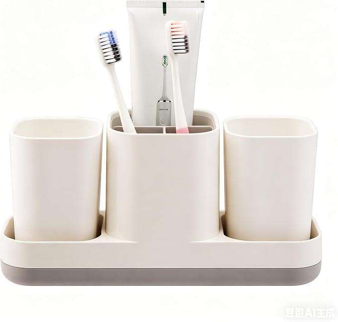 Toothbrush Holder with Cups and Toothpaste Organizer, Bathroom Storage - Image 8