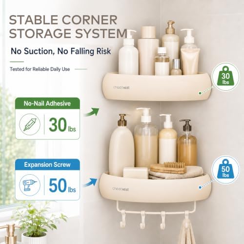 Corner Shower Caddy Adhesive, No Drilling Shower Organizer Shelf - Image 3