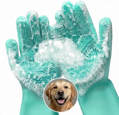 Cat and Dog Washing Gloves, 1 Pair, 11.6 in by RZleticc