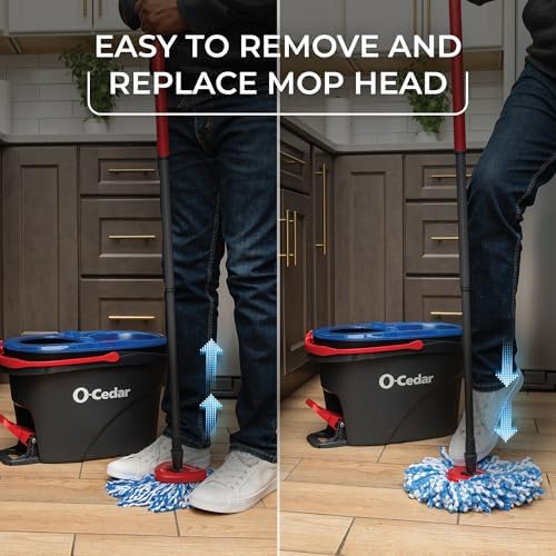O-Cedar EasyWring RinseClean Microfiber Spin Mop Bucket + 2 Deep Clean Mop Head - Image 6