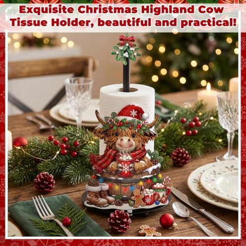 Chunful Highland Cow Christmas Paper Towel Holder - Image 2