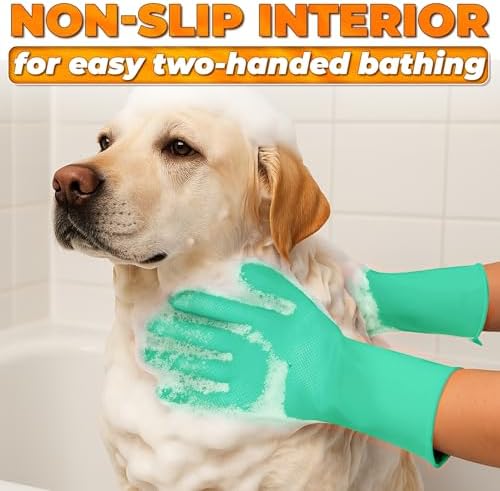 Cat and Dog Washing Gloves, 1 Pair, 11.6 in - Image 6