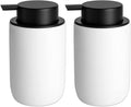Ceramic Pump Bottle Refillable Lotion Soap Dispenser 12oz White 2 Pack | Matte by JiatuA