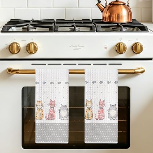 Jztco 2 Pcs Cute Cat Kitchen Towels, Cat Gifts Reusable Hand Towels - Image 5