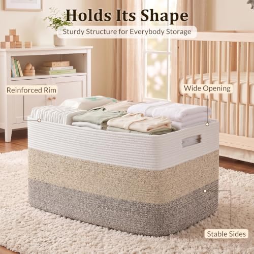 OIAHOMY 108L Extra Large Blanket Basket Dog Toy Basket Gradient Brown - Image 4