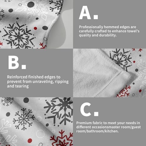 Winter Snowflake Bathroom Hand Towels Decorative Set 28.3x14 Inch Set of 2 Red - Image 5