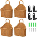 4 Pcs Hanging Wicker Baskets for Wall, by Yiyiring