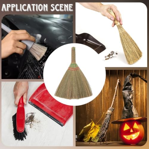 GORGECRAFT 12 Inch Hand Whisk Broom Soft Grass Natural Handle Bamboo Dark Khaki - Image 5