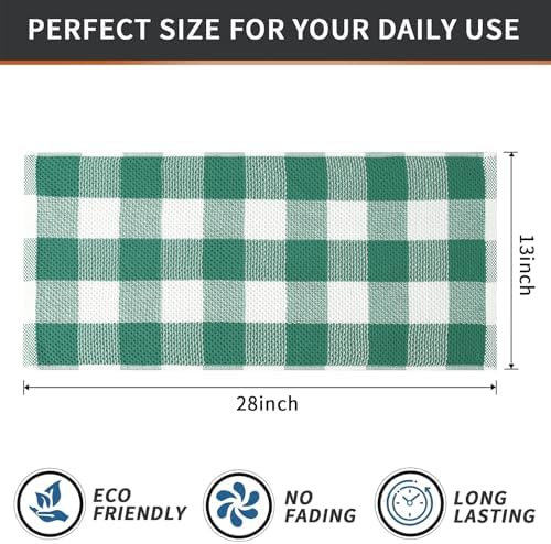 Mordimy Cotton Waffle Kitchen Towels, 4 Pack, Dark Green & White - Image 6