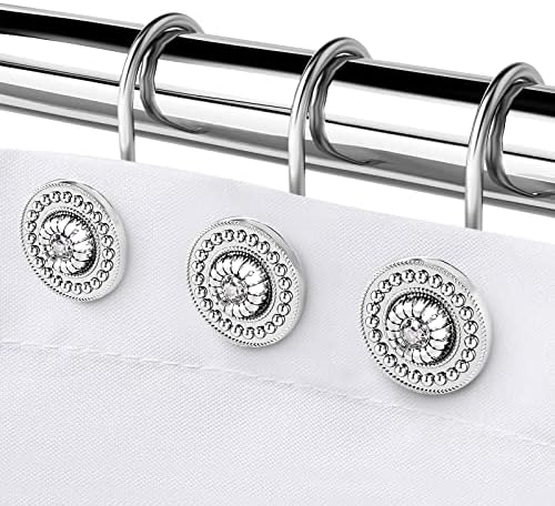 Silver Shower Curtain Hooks, Rust Proof Shower Curtain Rings by iToplin