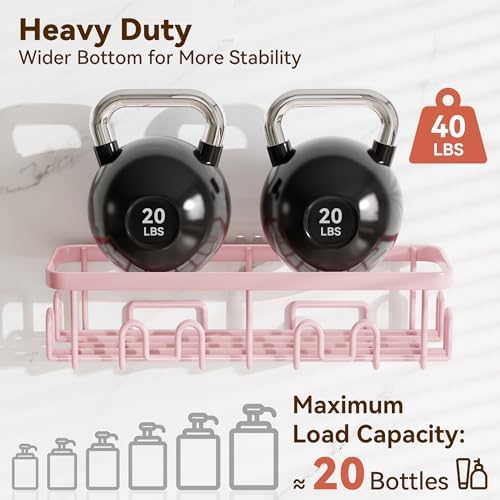 YASONIC Shower Caddy Adhesive, Rustproof Shower Organizer, Wall Shower Rack - Image 3