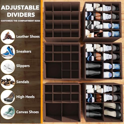 SpaceAid Shoe Organizer for Closet, 2 Pack Foldable Shoe Storage Containers - Image 3