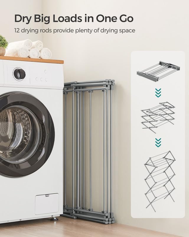SONGMICS Foldable Clothes Drying Rack, Laundry Drying Rack, Clothes Airer - Image 4