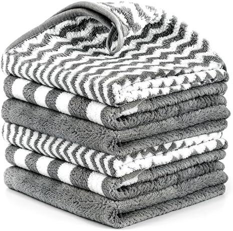 Microfiber Cleaning Cloths, 6 Pack Gray Kitchen Towels by Unknown