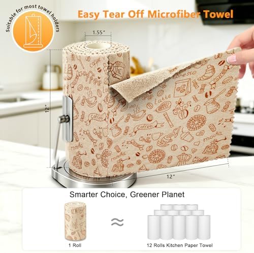 Viraelive Microfiber Cleaning Cloth Roll, 50 Pack, Food Pattern - Image 2