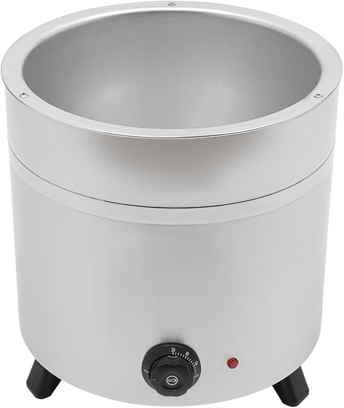 13QT Electric Soup Warmer, 400W Commercial Food/Soup Kettle Warmer for Restaurants and Party, Home, Catering (Silver)