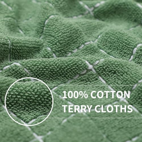 Homaxy 100% Cotton Terry Kitchen Towels, 12 Pack, Grass Green - Image 2