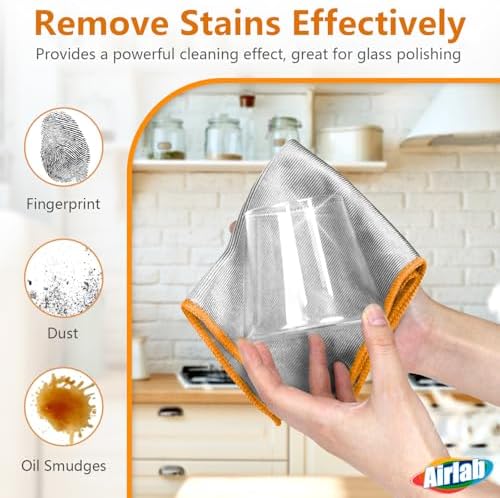Airlab Glass Polishing Streak Free Miracle Cleaning Cloth, Sliver-Orange - Image 2