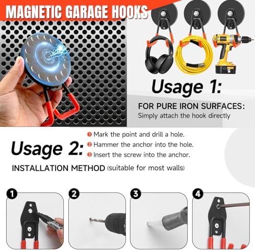 Magnetic Hooks 4 Pack, Large Strong Magnetic Hooks Heavy Duty - Image 6