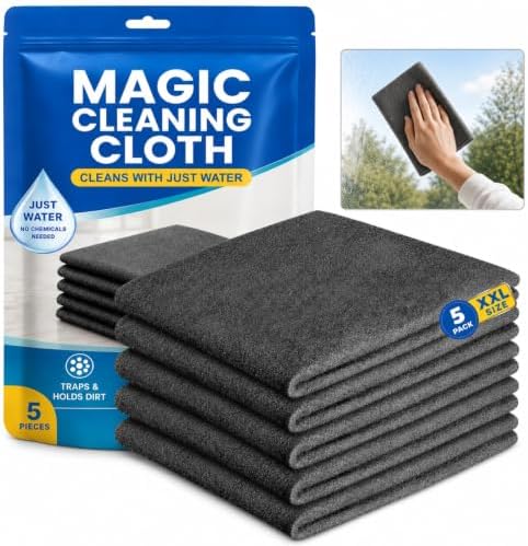 5 PCS Magic Cleaning Cloth Thick Microfiber Cleaning Cloths Streak Free Glass by Unknown