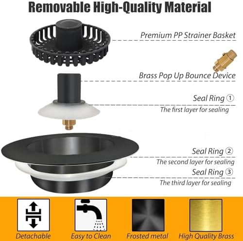Anlige Kitchen Sink Drain Strainer, 3 in 1 Pop Up Kitchen Sink Stopper - Image 6