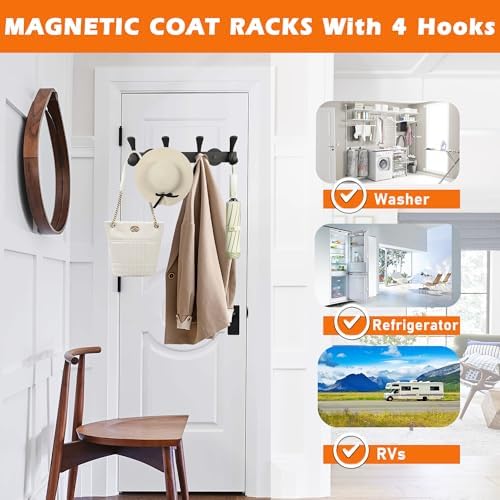 ULIBERMAGNET Strong Magnetic Double Hooks Rack, Heavy Duty Coat Magnetic Rack - Image 3