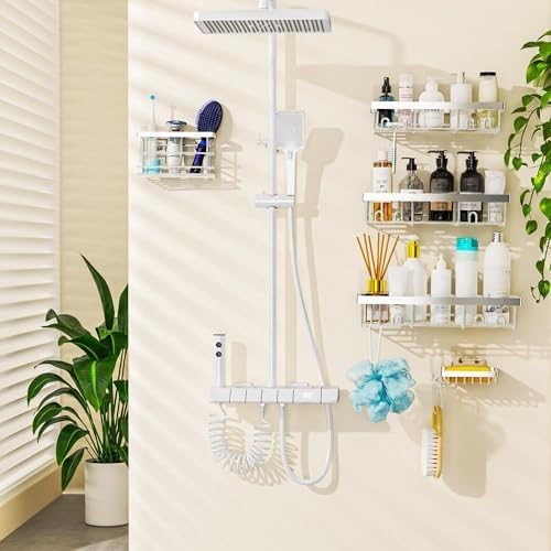 Moforoco Adhesive Shower Caddy Organizer Shelves Rack - Image 4