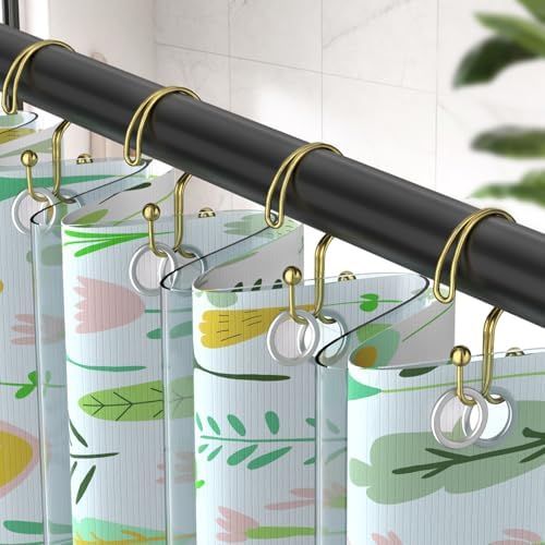 Shower Curtain Hooks, OEH Shower Curtain Rings, Decorative Double Shower Hooks - Image 2