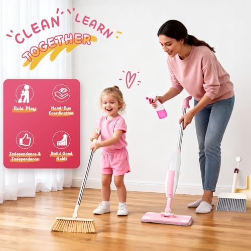 Toddler Gifts Cleaning Toy Sets, Real Working Water-Spraying Mop Toy - Image 3