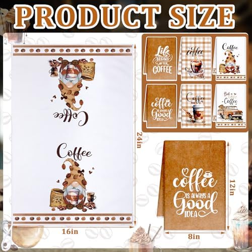 VitalCozy 6 Pcs Coffee Kitchen Towels Decorative Set Brown Dish Towels - Image 3