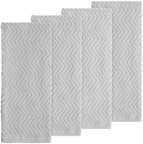 DecorRack 100% Cotton Kitchen Towels 15x25 in, Light Grey Set - Image 2