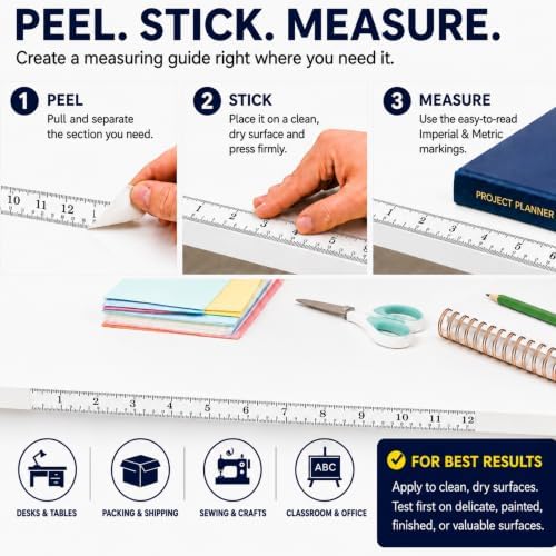 ChromaLabel Adhesive Measuring Tape, 12 Inch Ruler, 1 Inch x 13.9 Yd - Image 3