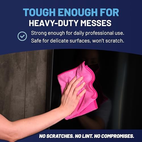 MW Pro Pink Microfiber Cleaning Cloths – 12 Pack, Interiors & Home – Stays Pink - Image 6