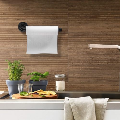 Industrial Pipe Kitchen Paper Towel Holder, Matte Black Heavy Duty DIY - Image 7