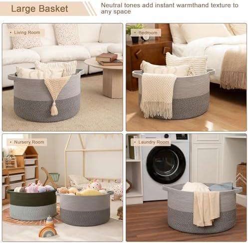 OIAHOMY 90L XXXLarge Blanket Basket Living Room Laundry Basket Dark Grey - Image 5