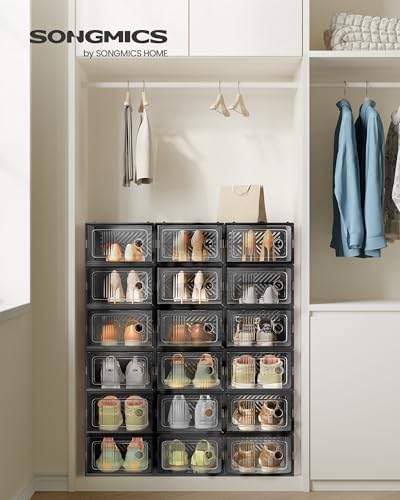 SONGMICS Stackable Shoe Boxes, Ventilated Clear - Image 2