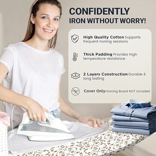UniSimp Ironing Board Cover and Pad 18"x49" Extra Thick Natural Cotton - Image 5