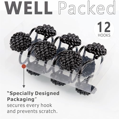 Matte Black Shower Curtain Hooks: Rust Proof Metal Curtain Rings - Image 4