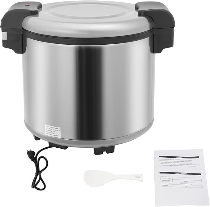 6-Gal Electric Rice Warmer | 149°F Constant-Temp Heating | for 40-50 People | 3D Even Heating | 110V 105W Commercial Food Warmer with Inner Pot & Rice Spoon (Stainless Steel/US Standard)