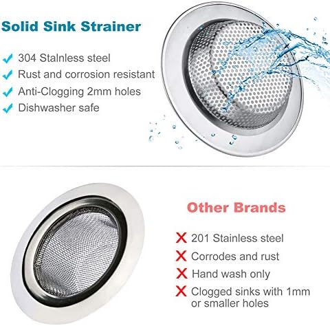 Kitchen Sink Drain Strainer 6 Pack Stainless Steel Sink Stopper, Anti-Clogging - Image 2