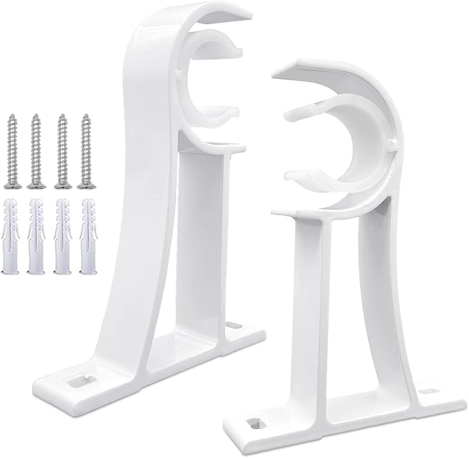 KOLAKO Curtain Rod Bracket White Curtain Rod Holders Brackets Heavy Duty Single by KOLAKO