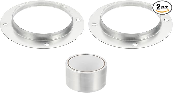 PATIKIL 2Pcs 5 Inch Duct Connector Flange, Metal Straight Pipe Exhaust Flange Duct Mounting Plate for Heating Cooling Ventilation HVAC System, Galvanize Steel