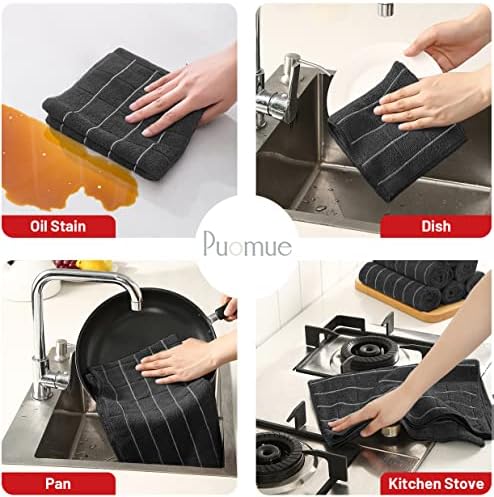 Puomue Microfiber Kitchen Towels and Dishcloths Set, 26 X 18 Inch and 12 X 12 - Image 3